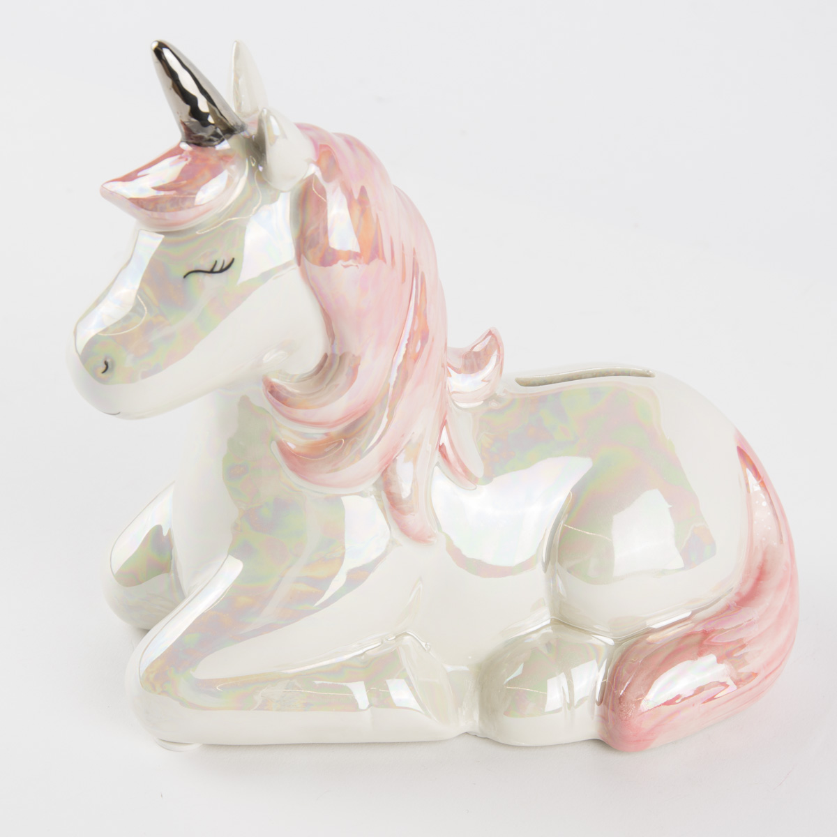 Mousehouse Spardose: Weiße Einhorn-Katze Mit Buntem Schwanz & Rosa Herz – Süße Geldbox Für Kinderzimmer (11x9x17 Cm)