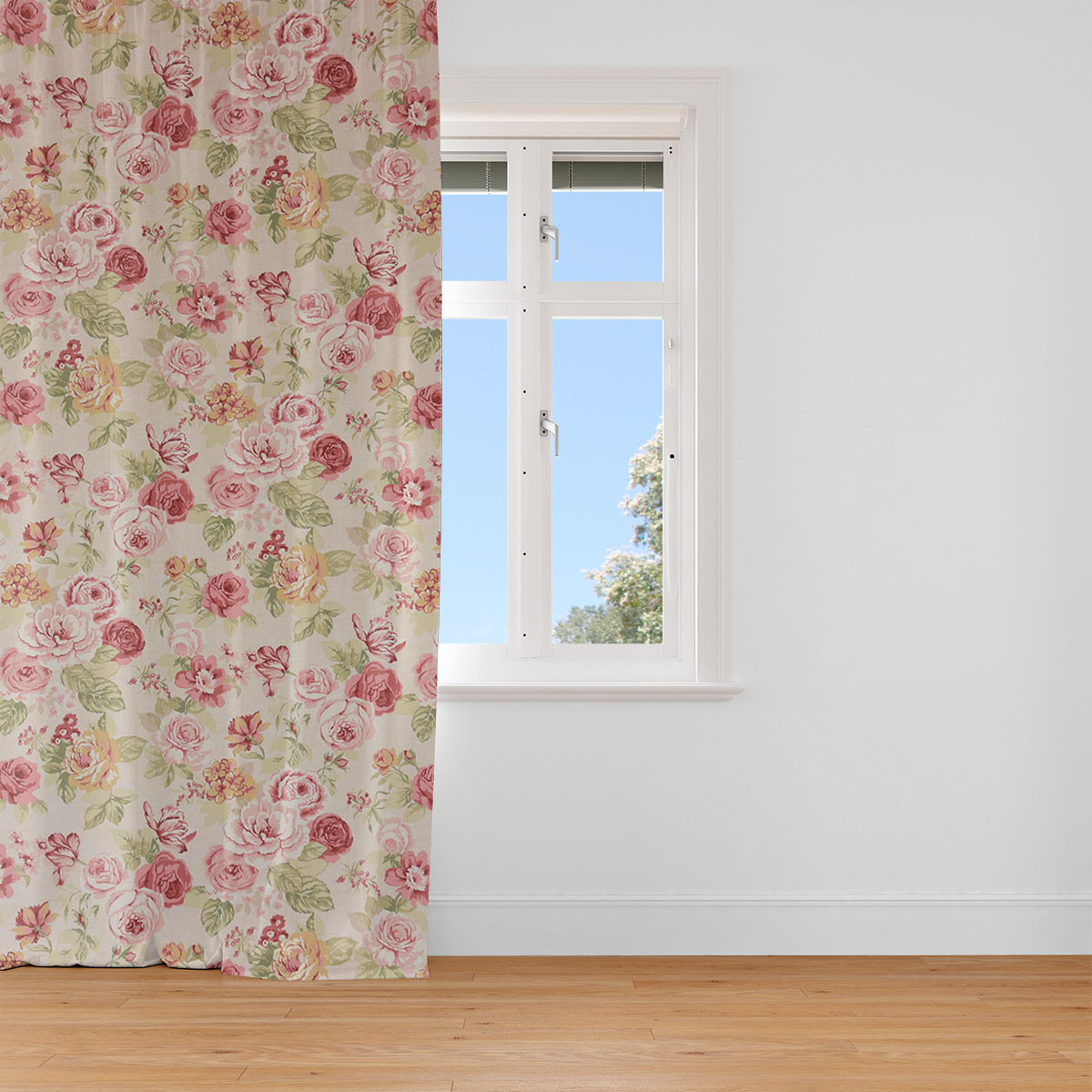SCHÖNER LEBEN. Vorhang Clarke & Clarke STUDIO G Blumen Rosen beige grün rot 245cm oder Wunschlänge