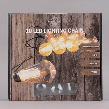 Lichterkette Glühbirne mit 10 LED-Lichtern warmweiß Indoor und Outdoor 7,5m der Gardinen-Spezialshop von SCHÖNER LEBEN