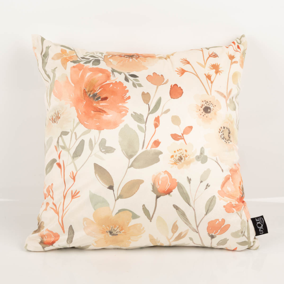 Samtkissen Kissenhülle Blumen vanille orange 45x45 cm