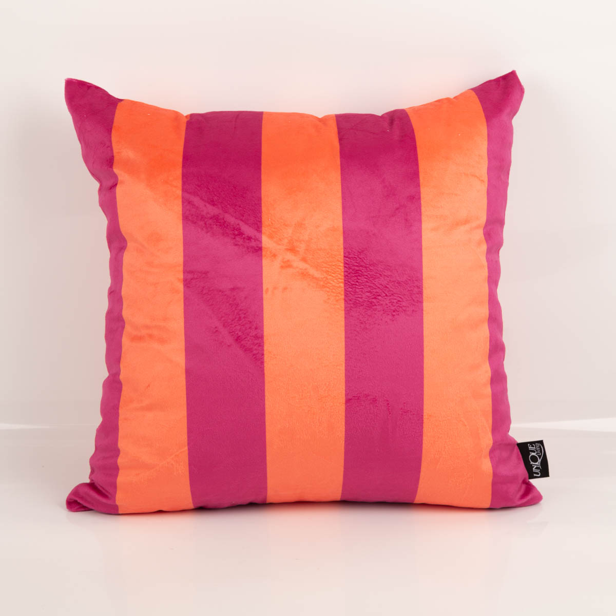 Samtkissen Kissenhülle Streifen Orange Pink 45x45 cm der Gardinen-Spezialshop von SCHÖNER LEBEN